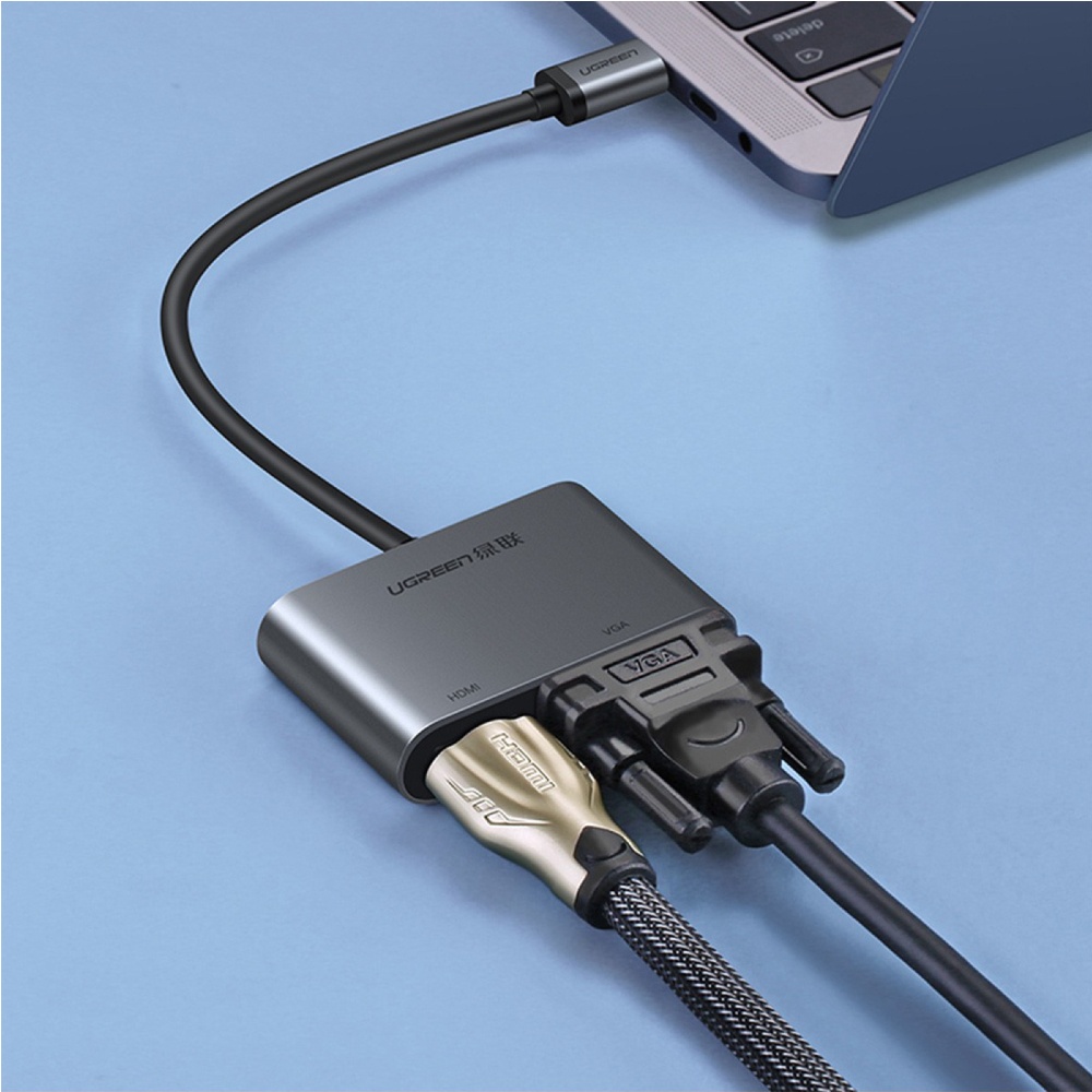 Ugreen 50505 CM162 Type-C to HDMI + VGA Aluminum Case With PD description image
