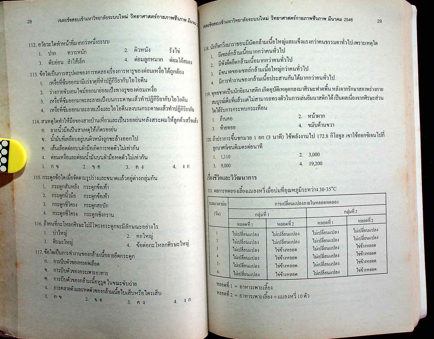 เฉลยเจาะประเด็น Entrance วิทยาศาสตร์กายภาพชีวภาพ รวมหลาย พ.ศ. มี.ค.44-มี.ค.47