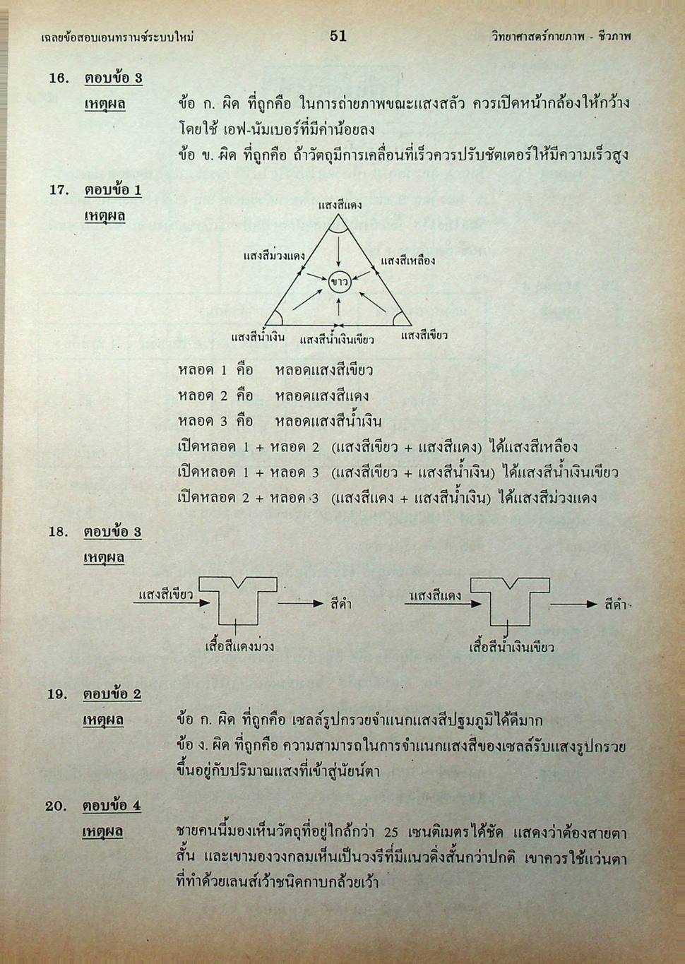 เฉลย ENTRANCE 13 ปี วิทยาศาสตร์กายภาพ ชีวภาพ ฉบับเอนทรานซ์ระบบใหม่ ตามแนวทบวงมหาวิทยาลัย