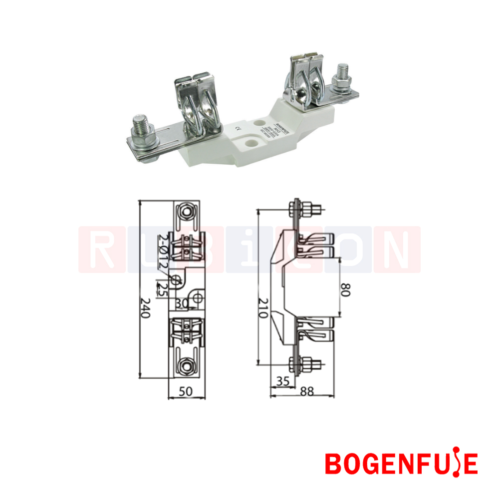 BOGENFUSE NHB3-1 1P M10 630A 660V ฐาน ฟิวส์ ใบ มีด HRC FUSE BASE TERMINAL TYPE RESIN (FUSE BASE-SCREW MOUNTING)