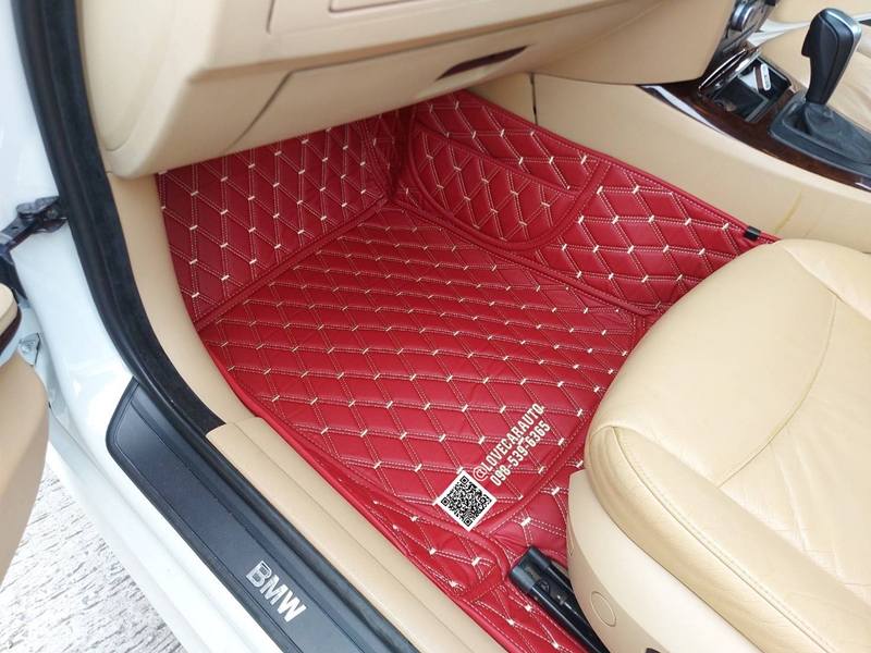พรมปูพื้นรถยนต์ BMW M3 E90 พรมvvip สีแดงไวน์