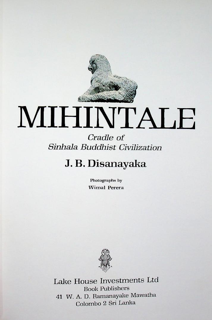 MIHINTALE Cradle of Sinhala Buddhist Civilization