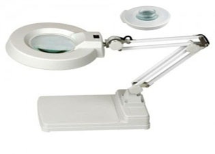 โคมไฟแว่นขยายแบบตั้งโต๊ะ 20x (Double Lens) ไฟ LED แบบ Swing
