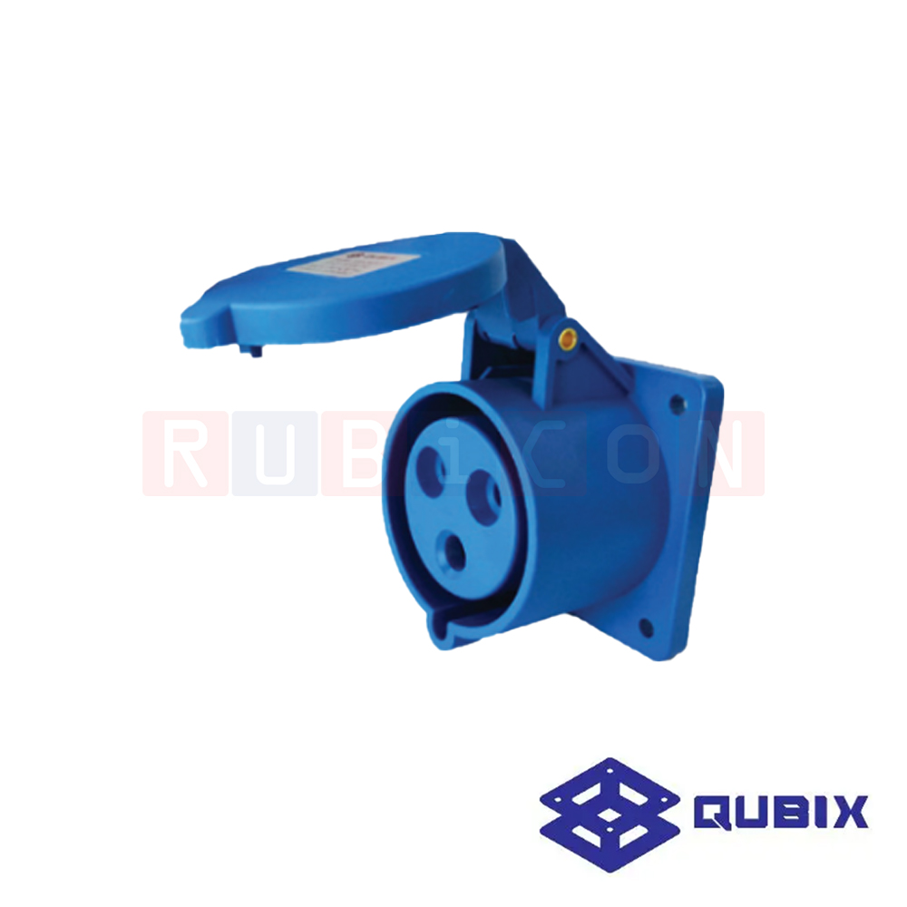 QUBIX AJ-S423 ปลั๊กพาวเวอร์ตัวเมียฝังหน้าตรง 3 ขา 2P+E 32A 220-240V 6H IP44