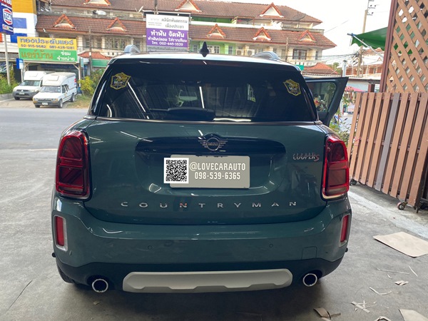 พรมปูพื้นรถยนต์ 7D Mini Countryman ปี2022 ลายเคฟล่าสีดำด้ายแดง +ไวนิลสีเทา