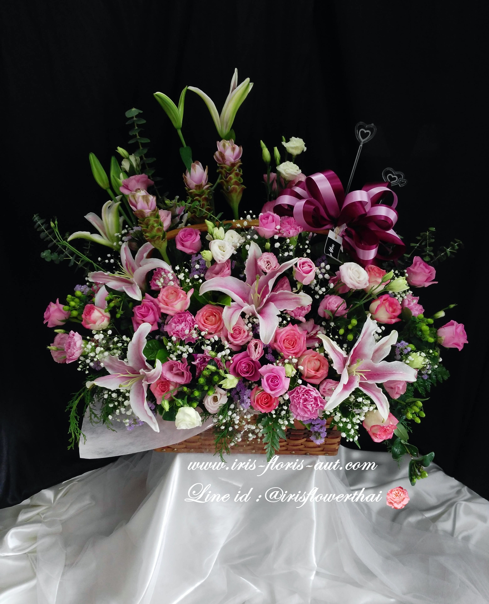 กระเช้าดอกไม้สด ขนาดใหญ่