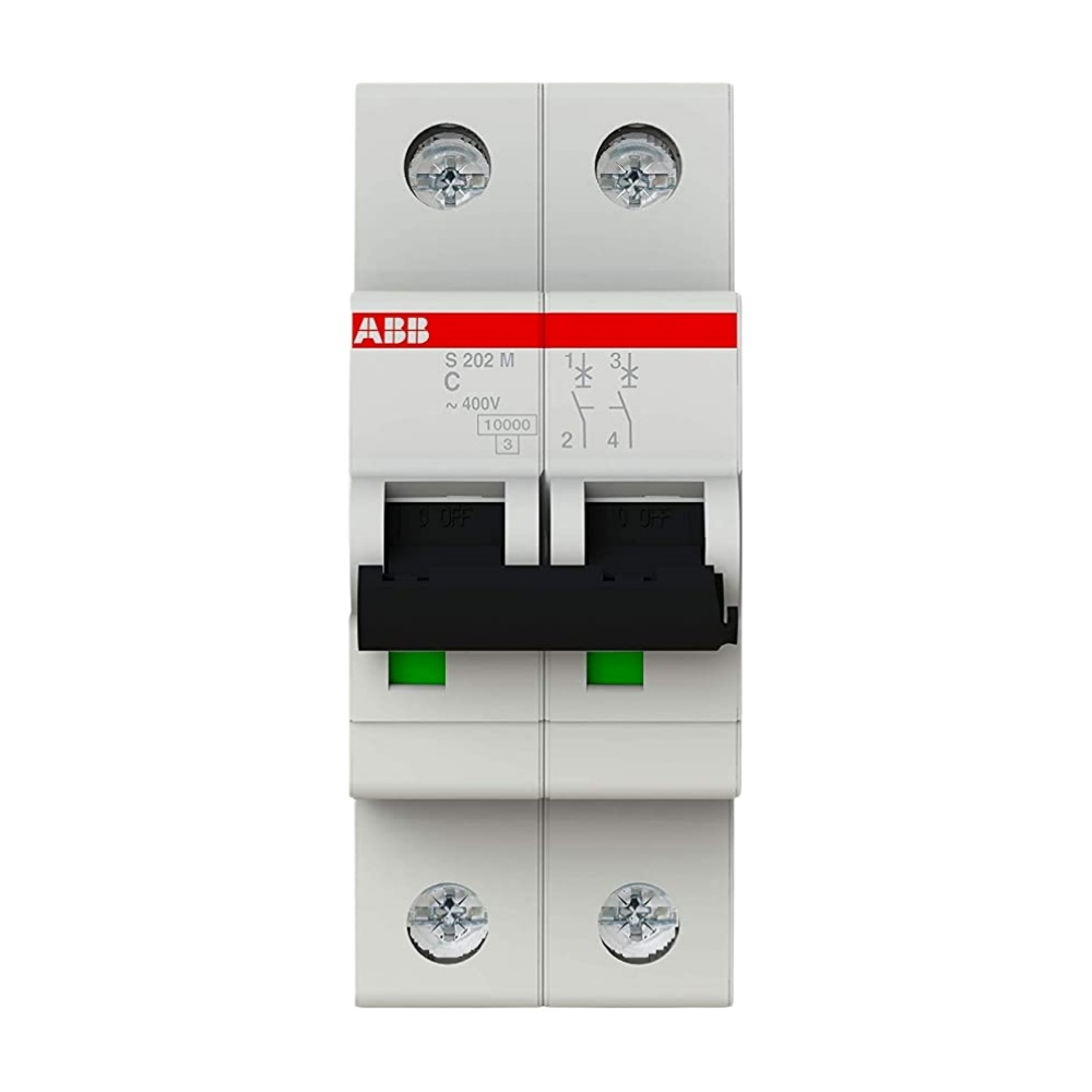 S202M-C16 เซอร์กิตเบรกเกอร์ 16Amp ,2Pole ,10KA (ABB)