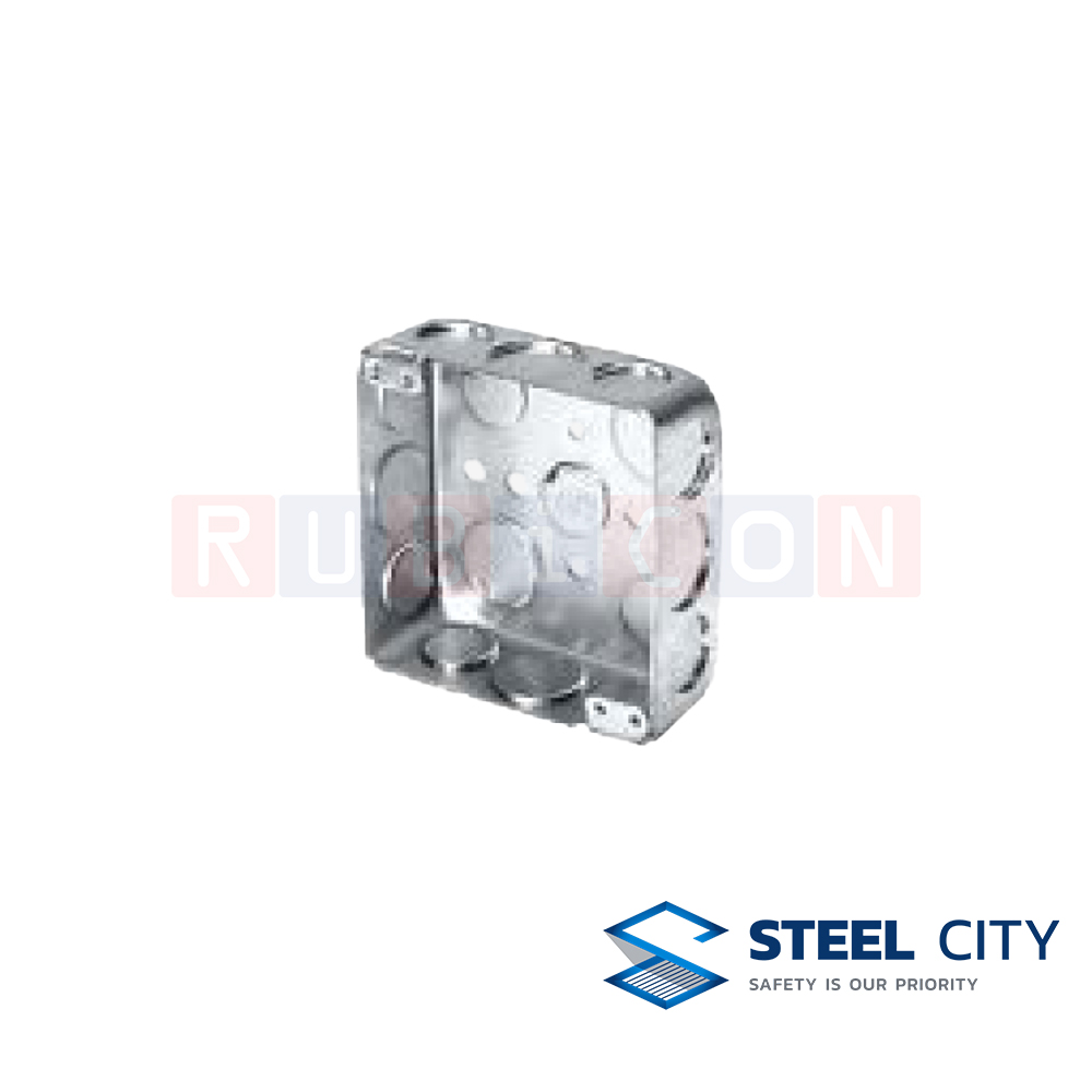 STEEL CITY BX40 สแควร์บ๊อกซ์ 4” X 4” ตื้้น ทึบ (SQUARE BOX 4" x 4") หนา 1.0 mm.