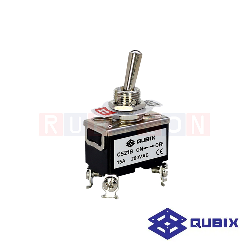 QUBIX C521B ท๊อกเกิ้ลสวิตช์ 2P 4 ขั้ว 15A / 250V (ON-OFF Go-on ) Screw type (TOGGLE SWITCH)