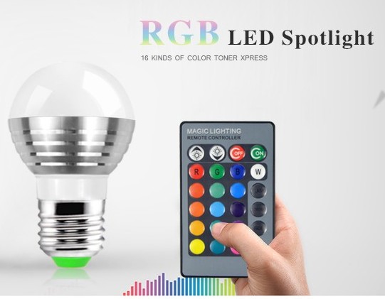 หลอดไฟ LED เปลี่ยนสีได้ 16 สี พร้อมรีโมท led 16 color in 1 RGB