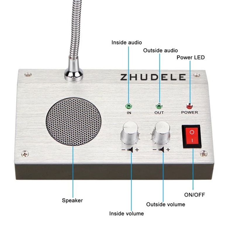 Interphone รุ่น ZDL-9908 สำหรับสื่อสารแบบสองทางอัตโนมัติโดยไม่ต้องกดปุ่มใด ๆ พูดคุยผ่านกระจกได้