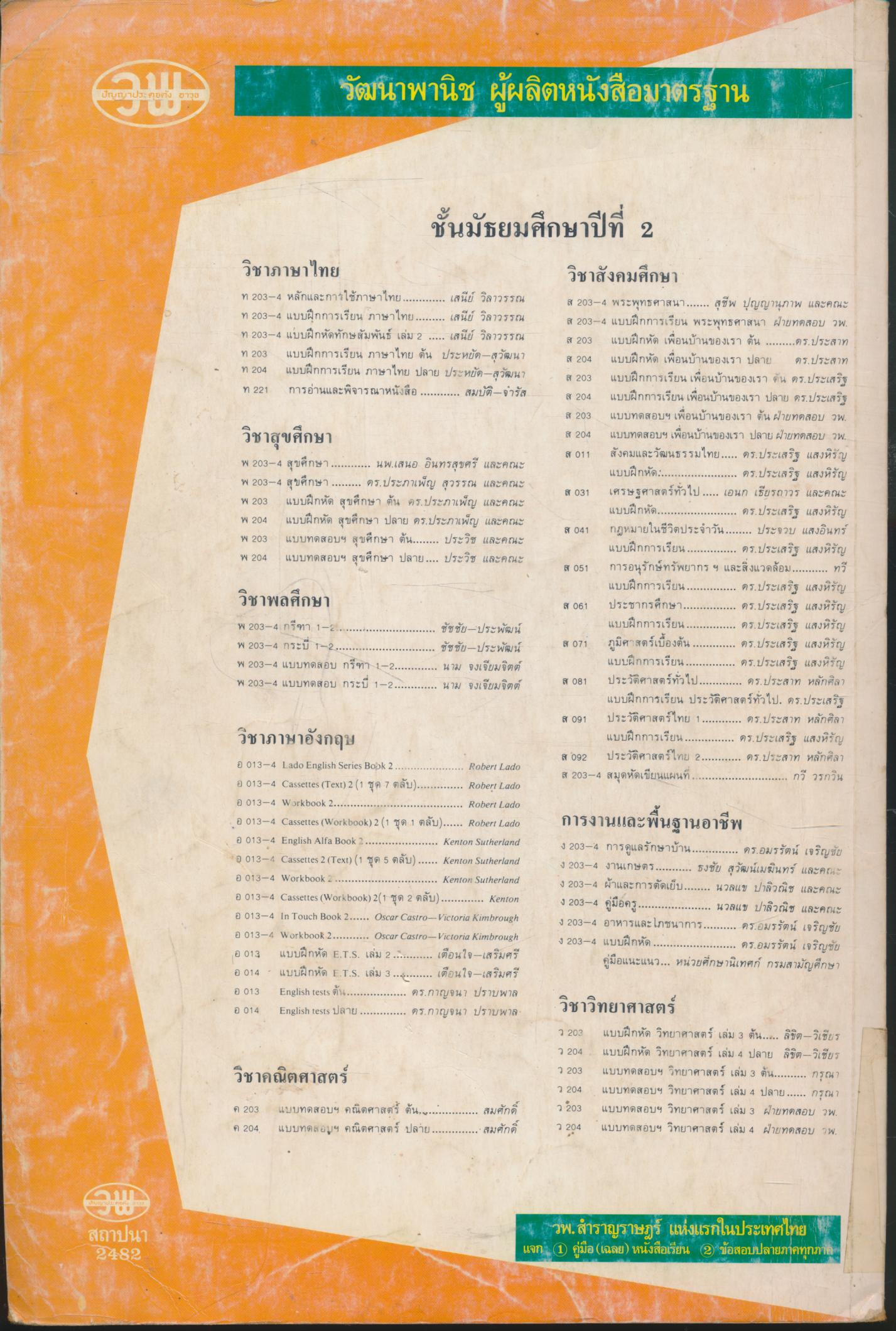 คู่มือครู-เฉลย แบบฝึกหัด ว 204 วิทยาศาสตร์ เล่ม 4 ชั้นมัธยมศึกษาปีที่ 2