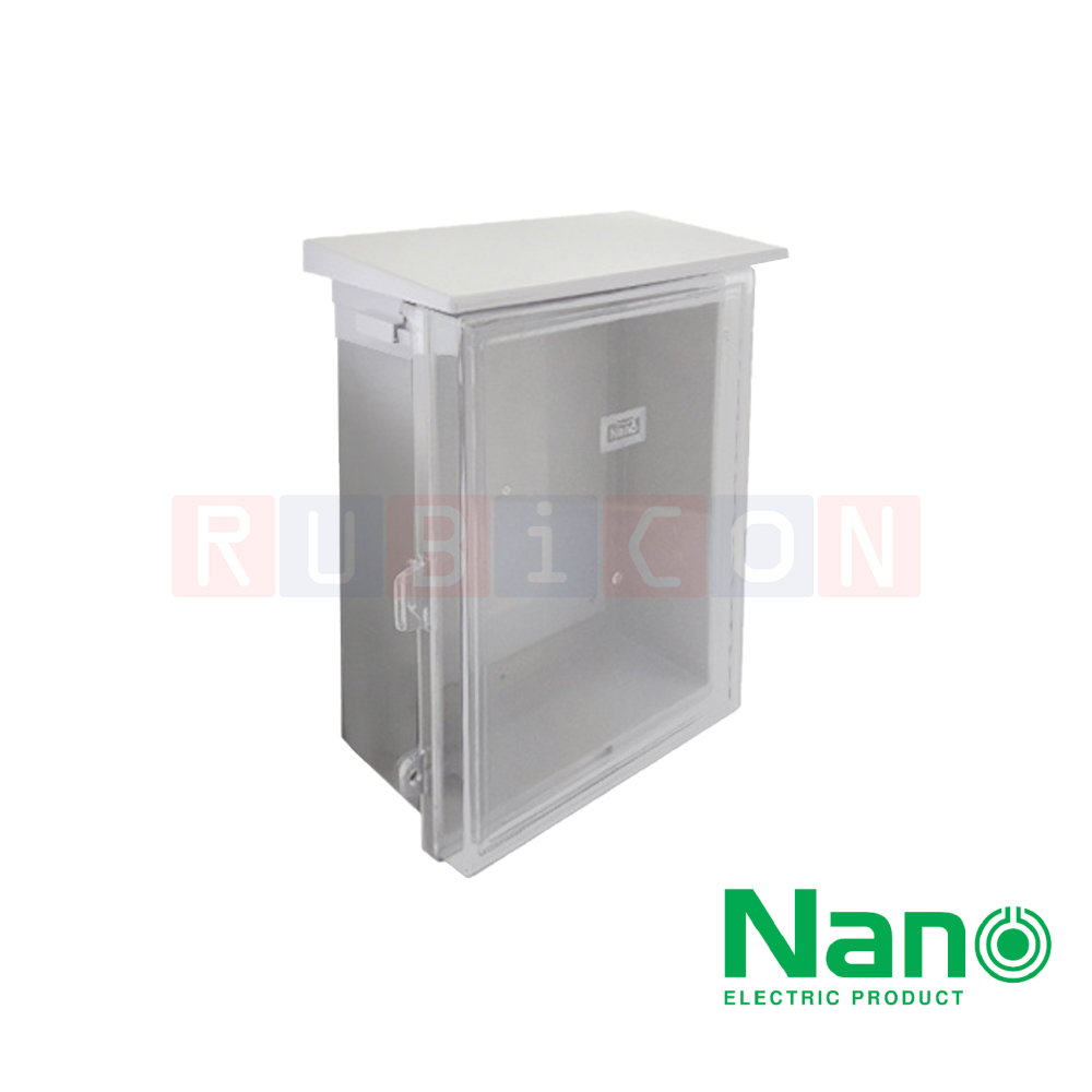 NANO-103CW ตู้พลาสติกกันน้ำ มีหลังคา ฝาใส 12.5x16x6.5 นิ้ว (324 x 414 x 170 mm) สีขาว