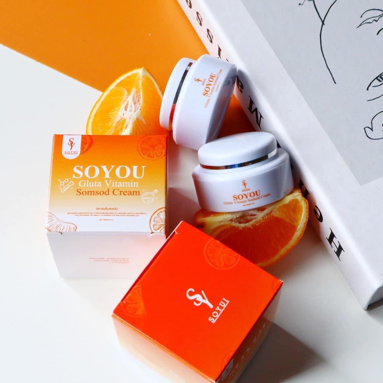 ครีมโซยู SoYou วิตามินส้มสด วิตามินบำรุงผิวหน้า ลดสิวลดริ้วรอย 1แถม1