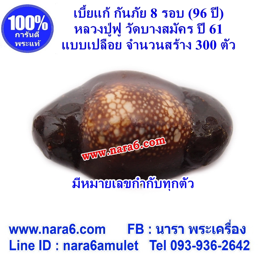 เบี้ยแก้ หลวงปู่ฟู วัดบางสมัคร รุ่น เบี้ยแก้กันภัย 8 รอบ ปี 2561