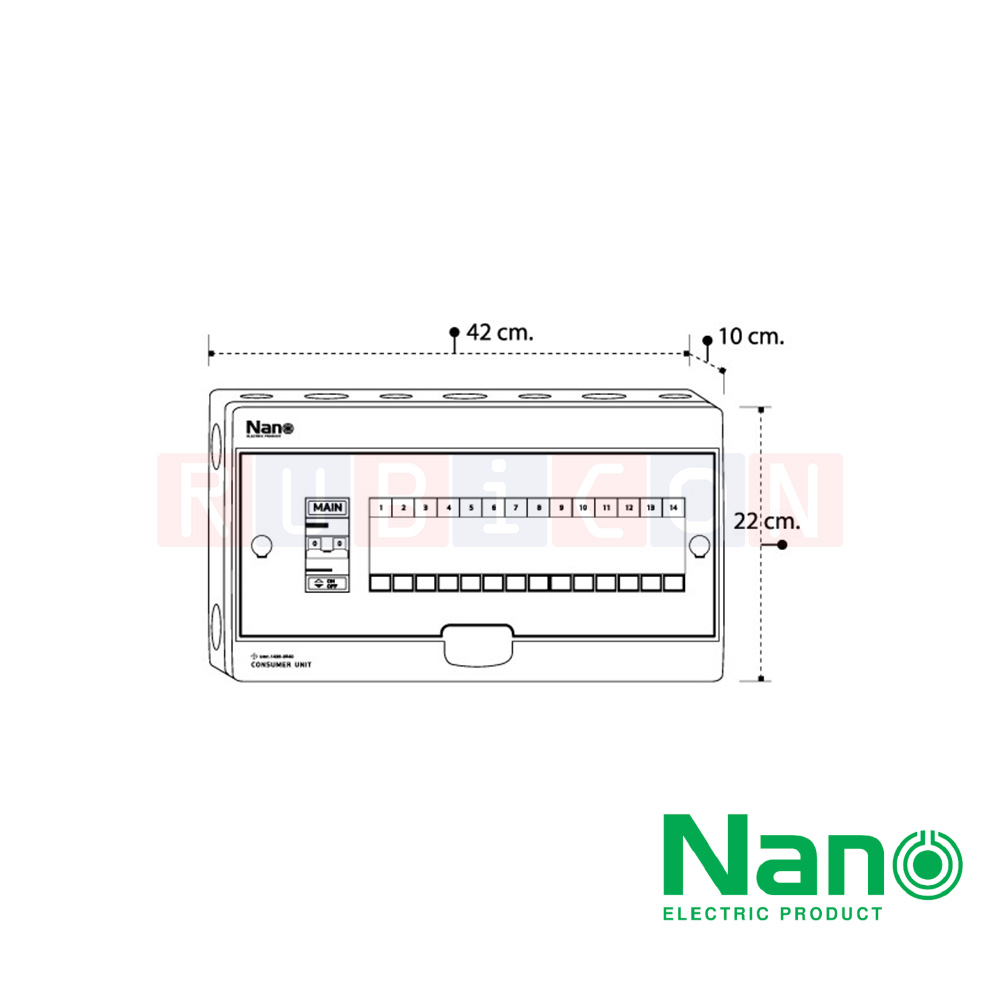 Nano Electric® CM50-14 ตู้คอนซูเมอร์ยูนิต SHIHLIN/NANO เมน+14ช่อง ( พร้อมเมน 50 A) ( 1 ชิ้น/กล่อง )