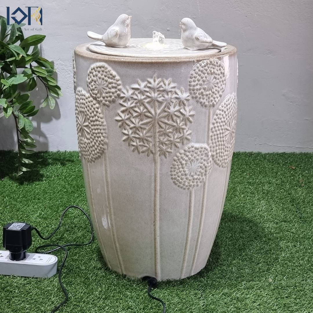 น้ำพุตั้งพื้น รุ่นเซรามิกนกคู่MZ16190BA น้ำพุล้นหน้าบ้าน น้ำพุแต่งสวนเสริมฮวงจุ้ย อ่างน้ำตกสำเร็จรูป