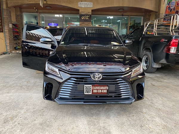 พรมไวนิลดักฝุ่นปูพื้นรถยนต์ Toyota Yaris Ativ โตโยต้า ยาริส เอทีฟ 2022 สีดำขอบดำ