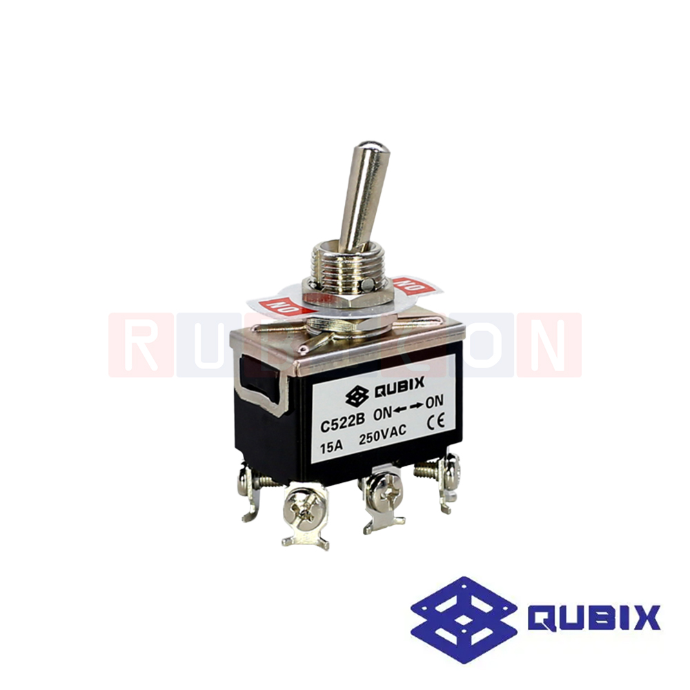 QUBIX C522B ท๊อกเกิ้ลสวิตช์ 2P 6 ขั้ว 15A / 250V (ON-ON Go-on ) Screw type (TOGGLE SWITCH)