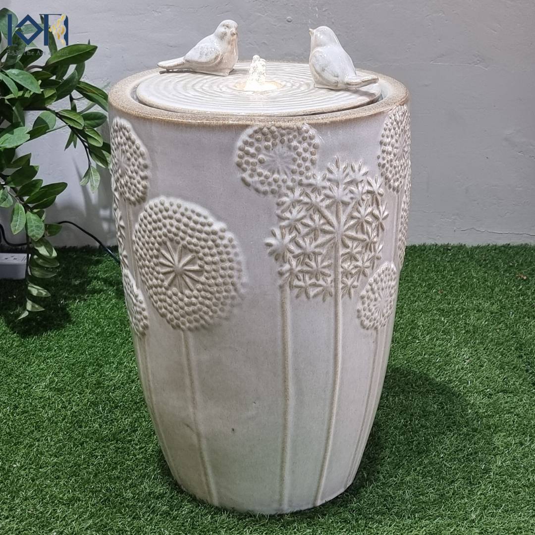 น้ำพุตั้งพื้น รุ่นเซรามิกนกคู่MZ16190BA น้ำพุล้นหน้าบ้าน น้ำพุแต่งสวนเสริมฮวงจุ้ย อ่างน้ำตกสำเร็จรูป