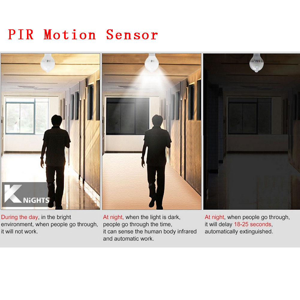 หลอดไฟมีเซ็นเซอร์ตรวจจับการเคลื่อนไหว LED PIR Motion Sensor E27 5w