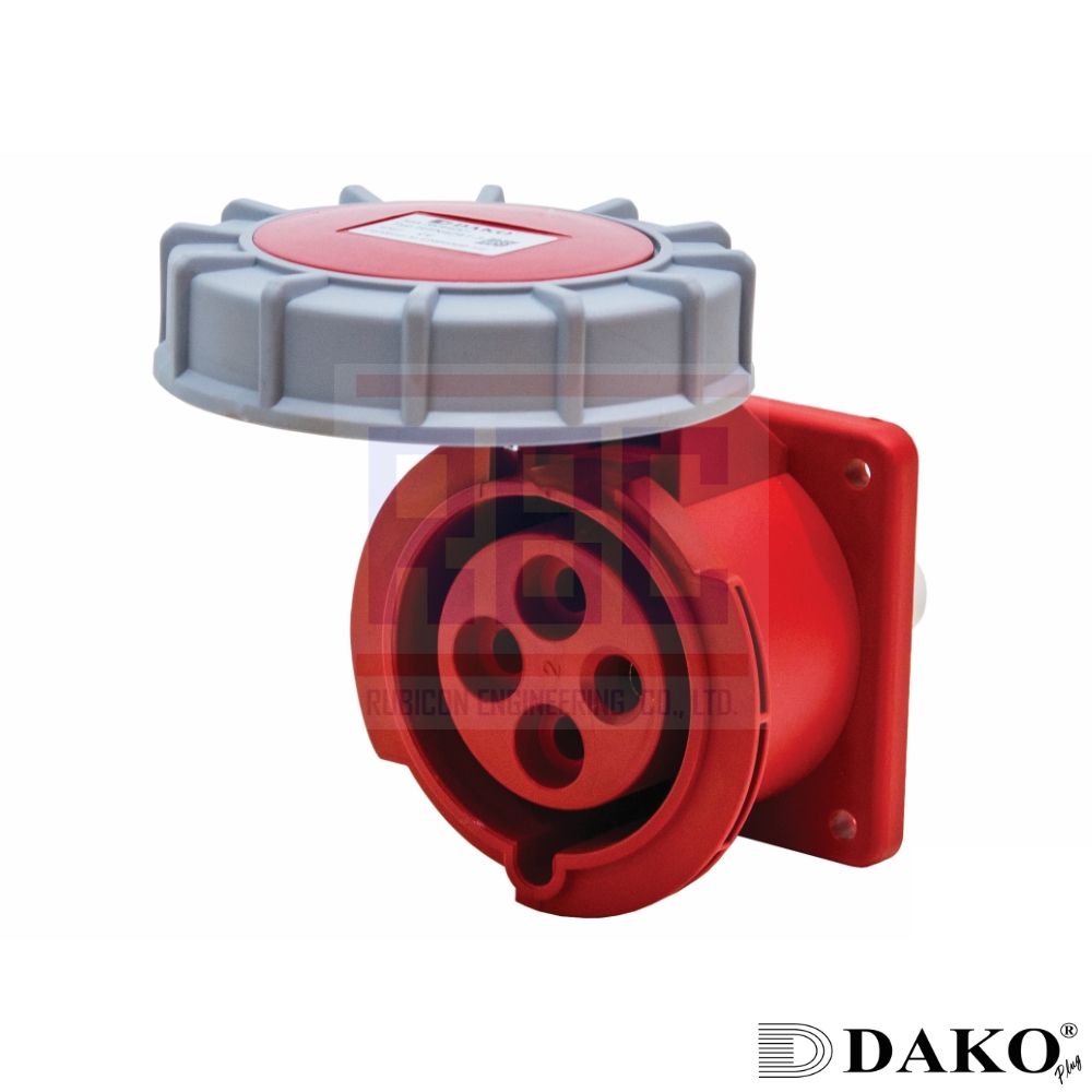 "DAKO PLUG" HTN 4241-3 เต้ารับฝังตรงกันน้ำ สำหรับตู้คอนเทนเนอร์เย็น 3P+E 32A 400V IP67 3H