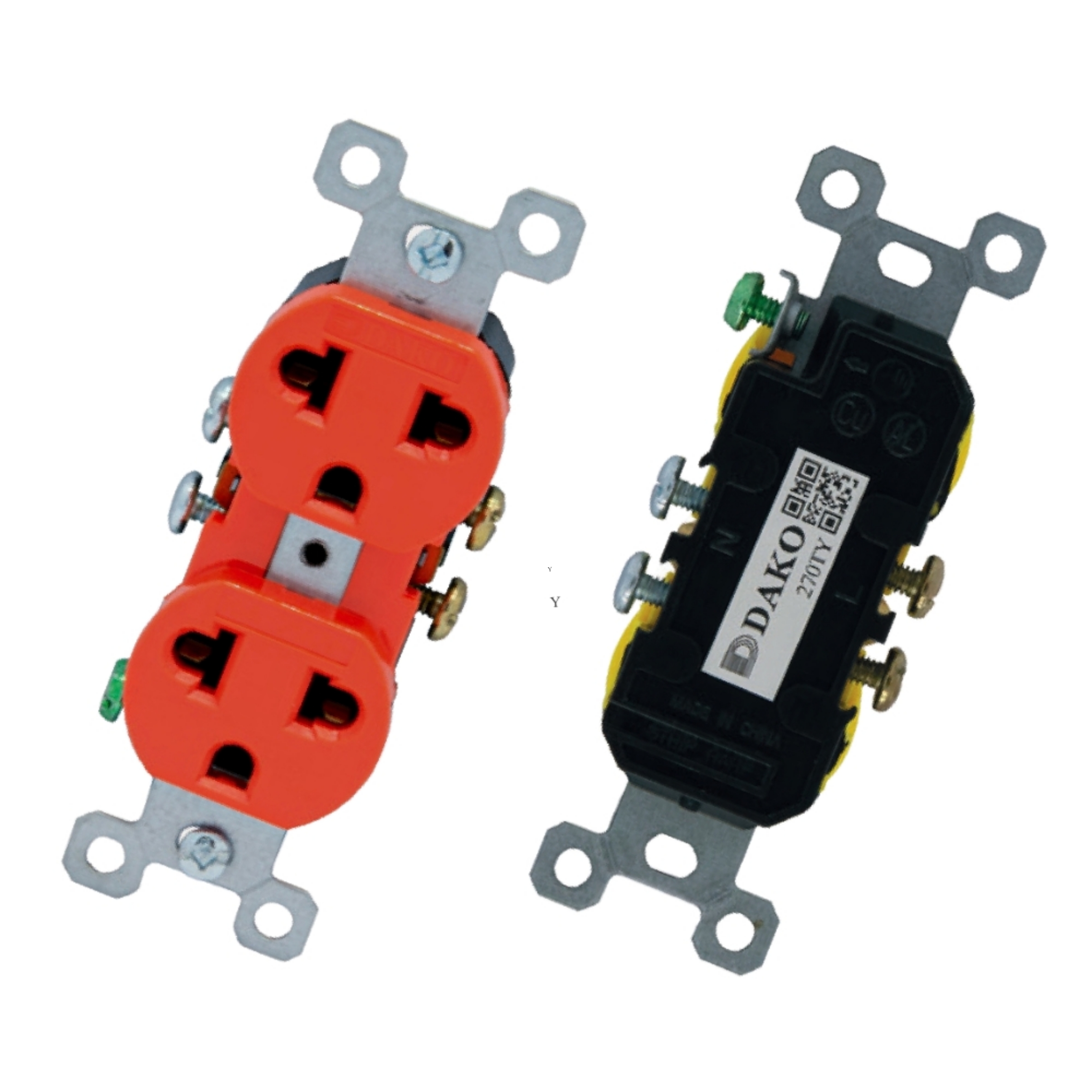 "DAKO PLUG" 270TR ปลั๊กตัวเมียช่องคู่เเบบฝัง สีแดง