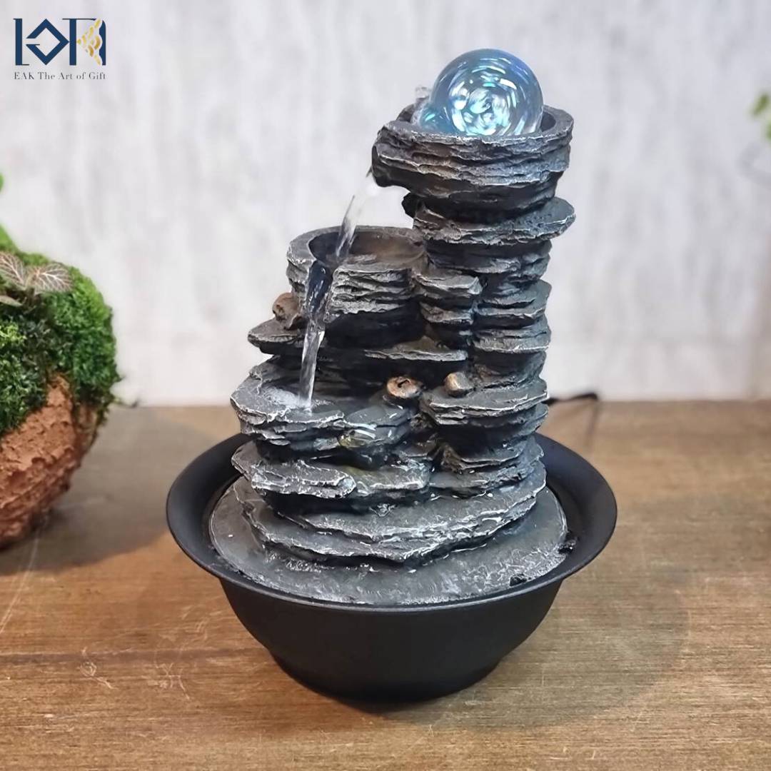 น้ำพุน้ำล้น รุ่นรหัส22077 น้ำตกตั้งโต๊ะ น้ำพุล้นแต่งบ้านเสริมฮวงจุ้ย น้ำพุตั้งโต๊ะทำงานร้านค้า