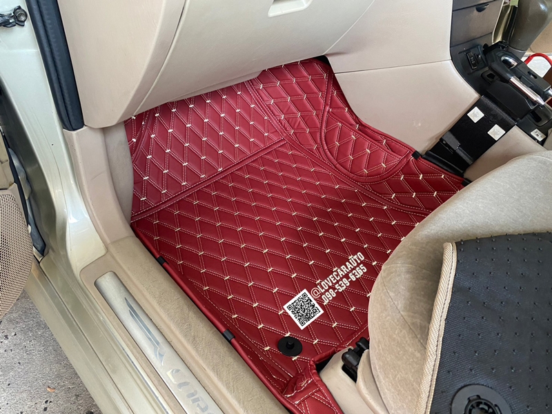 พรมปูพื้นรถยนต์ Toyota Altis 2001 สีแดงไวน์ VVIP ด้ายคู่