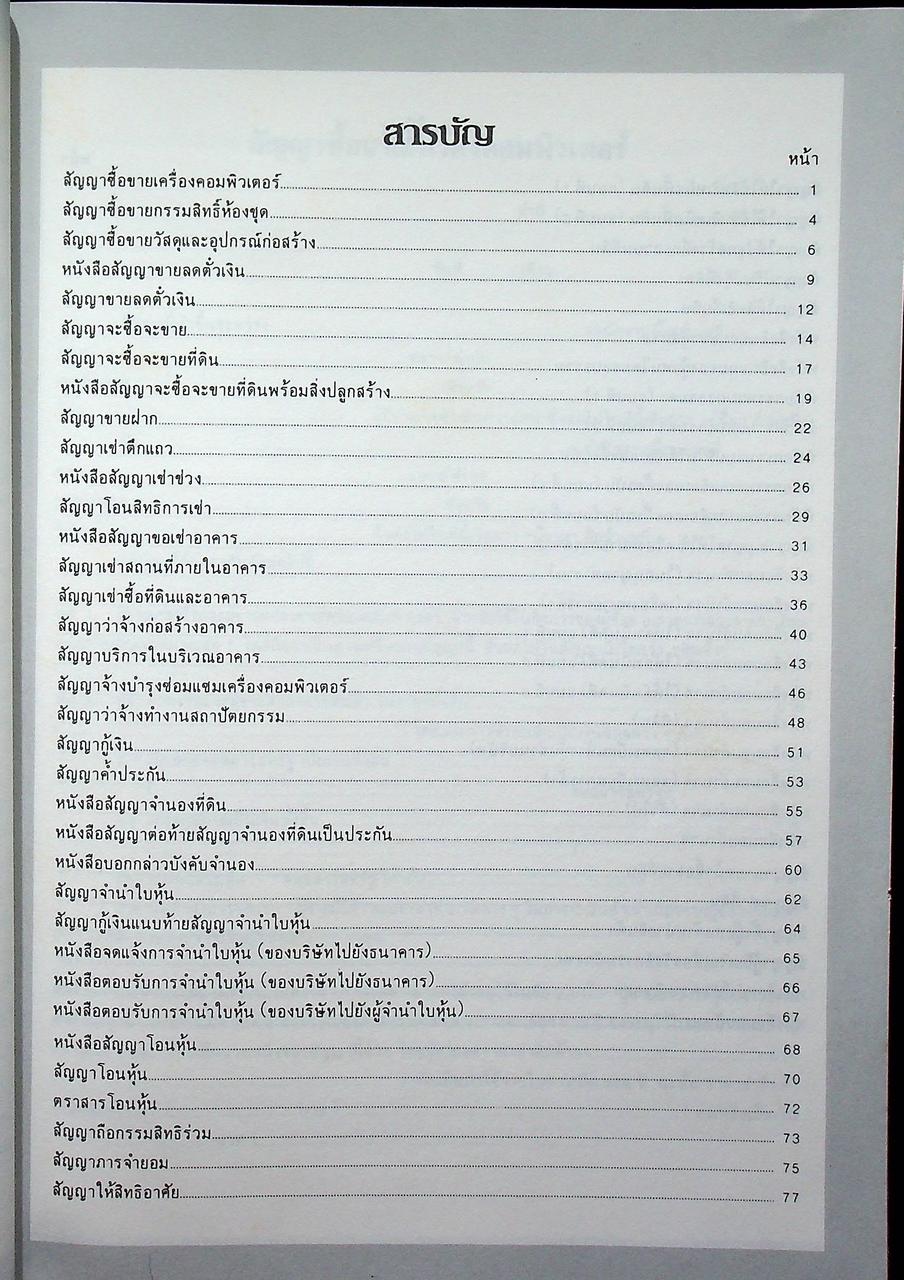 ตัวอย่าง สัญญาสำคัญทางธุรกิจ (สัญญาเช่า-สัญญาซื้อขาย-สัญญากู้-สัญญาโอนหุ้น-และสัญญาอื่นๆ)