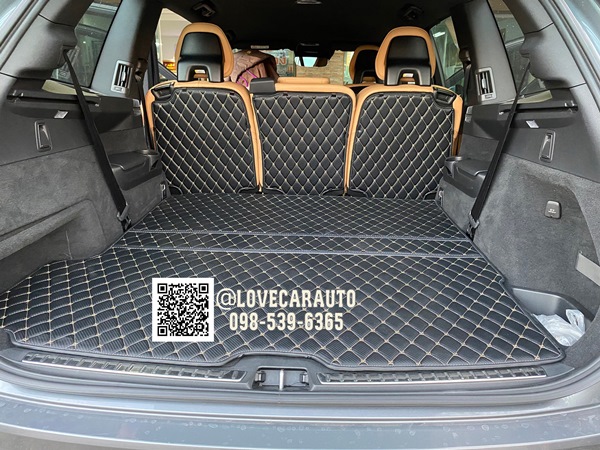 พรมปูพื้นรถยนต์ 6D Volvo XC90 ปี 2017 ลายเคฟล่าสีดำด้ายทอง