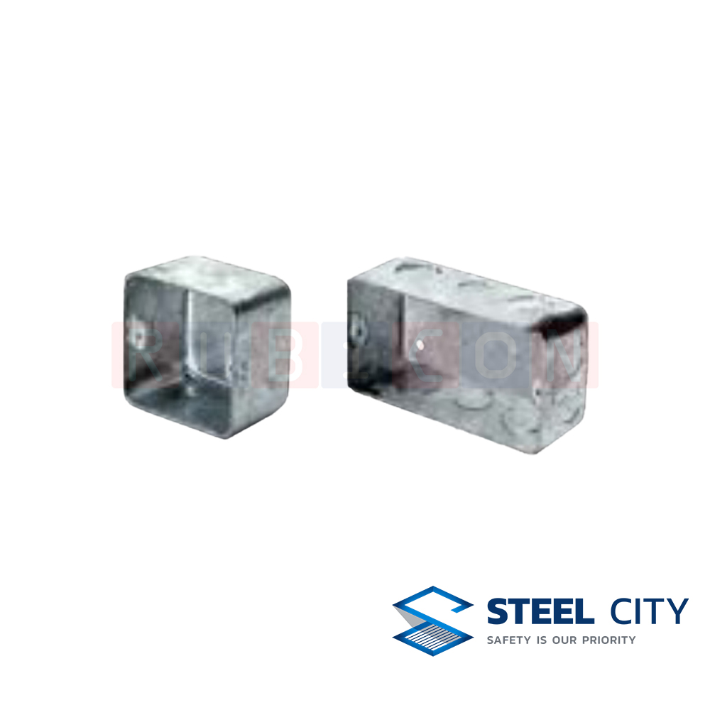 STEEL CITY HBX933 เอ็ม.เค.บ็อกซ์อาบสังกะสี 1.2mm. SINGLE GANG ตื้น 1/2" x 3/4" (HOT DIP GALVANIZED M.K. BOXES)