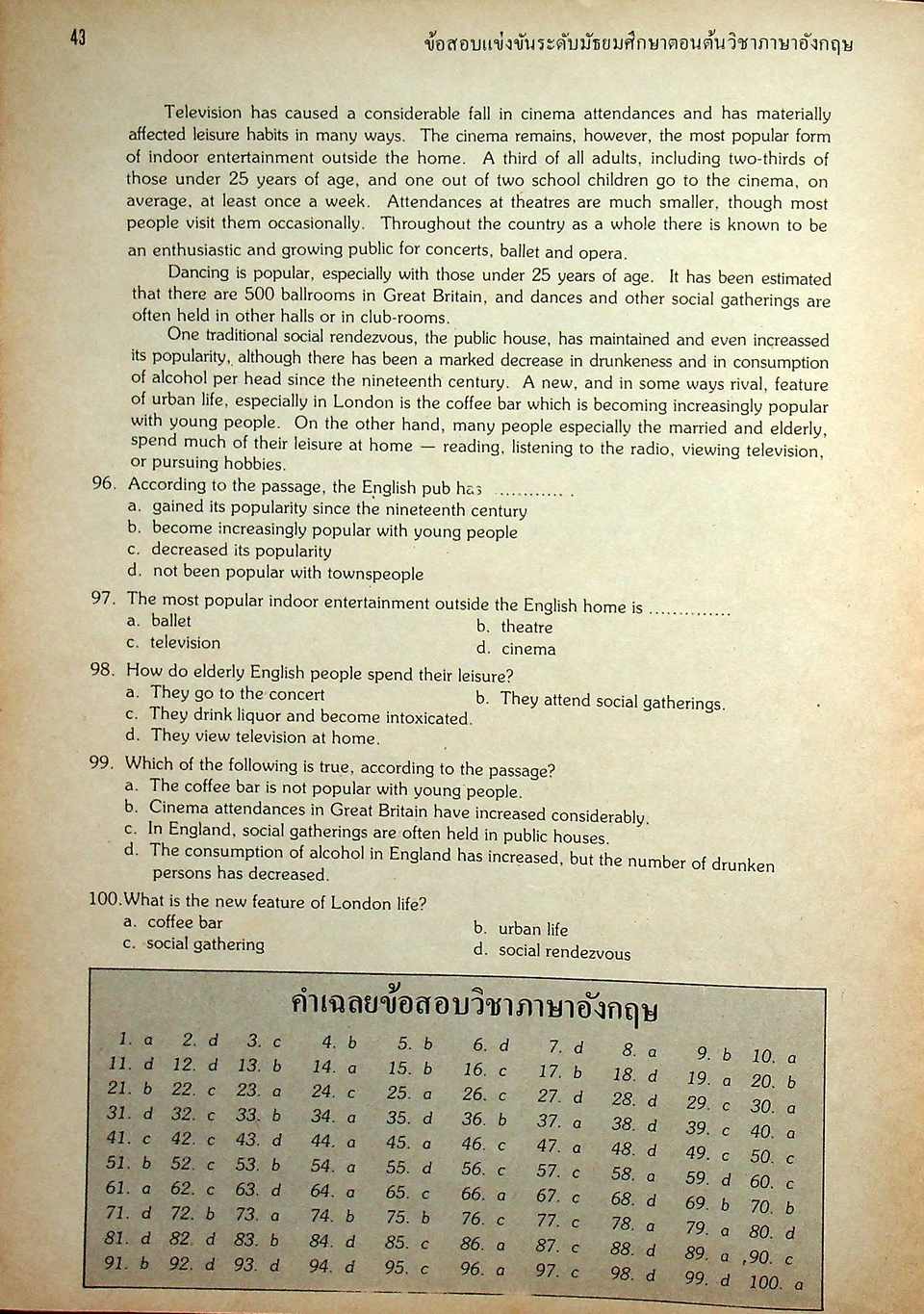 ข้อสอบแข่งขัน ชิงรางวัลทุนการศึกษา ระดับมัธยมศึกษาตอนต้น ครั้งที่ 4 / 2524 วิชาคณิตศาสตร์ และ ภาษาอังกฤษ