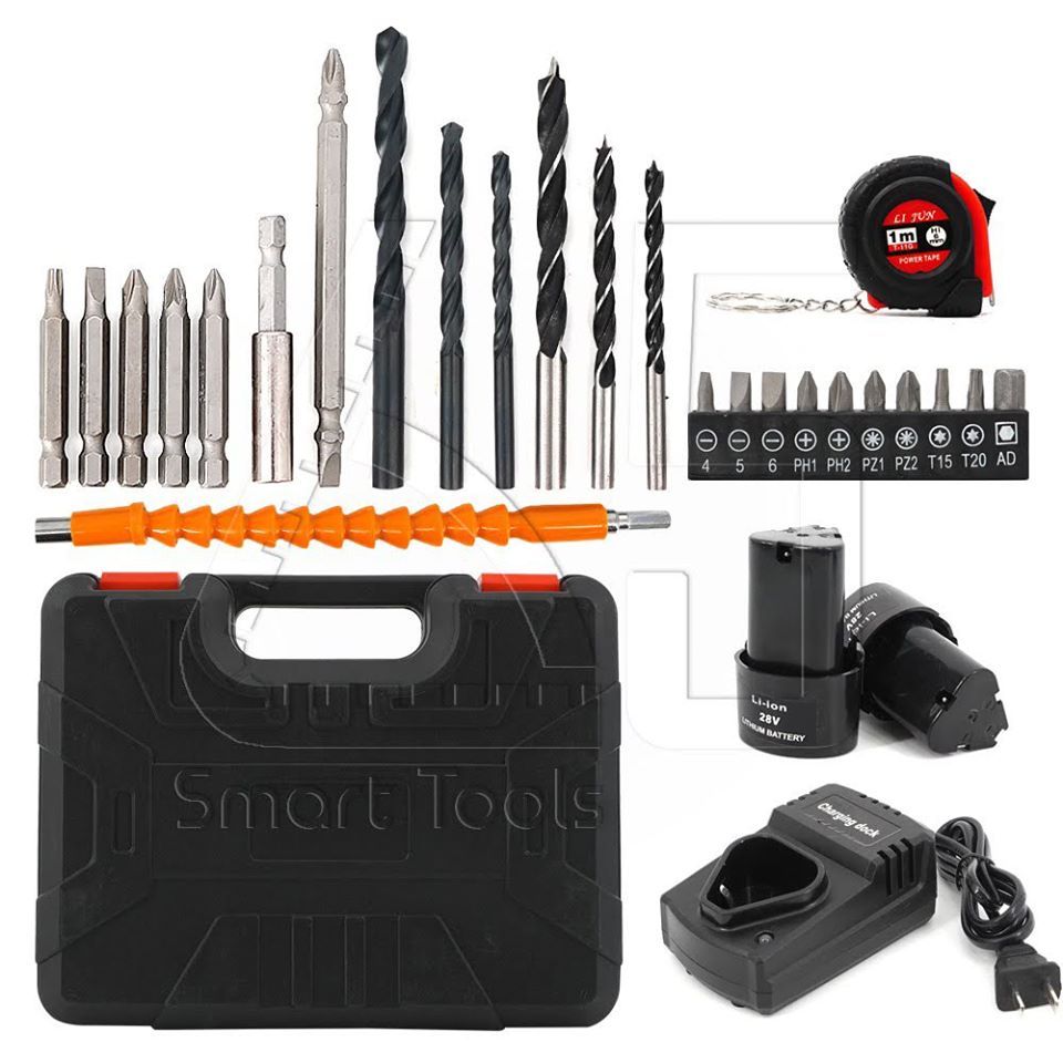 รหัสสินค้า 156 สว่านไร้สาย ENZO 48V รุ่นแบตเตอรี่ 2 ก้อน สำหรับเจาะปูน ไม้ เหล็ก ปรับสปีดได้ พร้อมแท่นชาร์จแบต สายอ่อน ดอกสว่าน และอุปกรณ์ครบชุด มากถึง 25 ชิ้น!