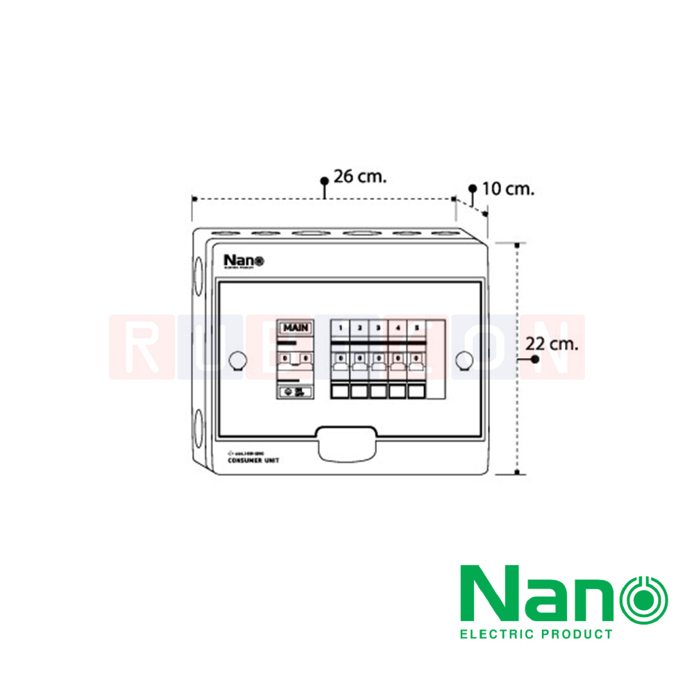 Nano Electric® CM40B-06 ตู้คอนซูเมอร์ยูนิต SHIHLIN/NANO เมน+6ช่อง ( พร้อมเมน 40 A+ลูกย่อย) ( 1 ชิ้น/กล่อง )