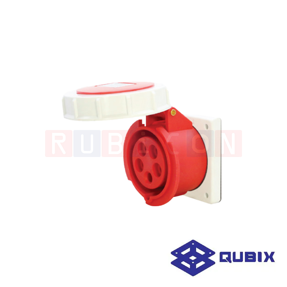 QUBIX AJ-4252 ปลั๊กพาวเวอร์ตัวเมียฝังหน้าตรงกันน้ำ 5 ขา 3P+N+E 32A 220-415V 6H IP67
