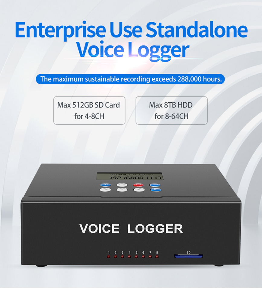 เครื่องบันทึกเสียงสนทนาทางโทรศัพท์ แบบ Standalone 4 / 8 / 16 / 32 / 64 Chanel