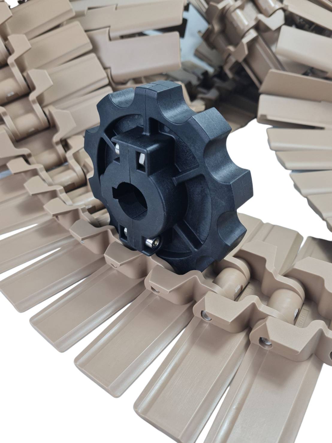 882 Tab K750 Top chain สายพานลำเลียง conveyer แบบโค้ง กว้าง 7.5 นิ้ว