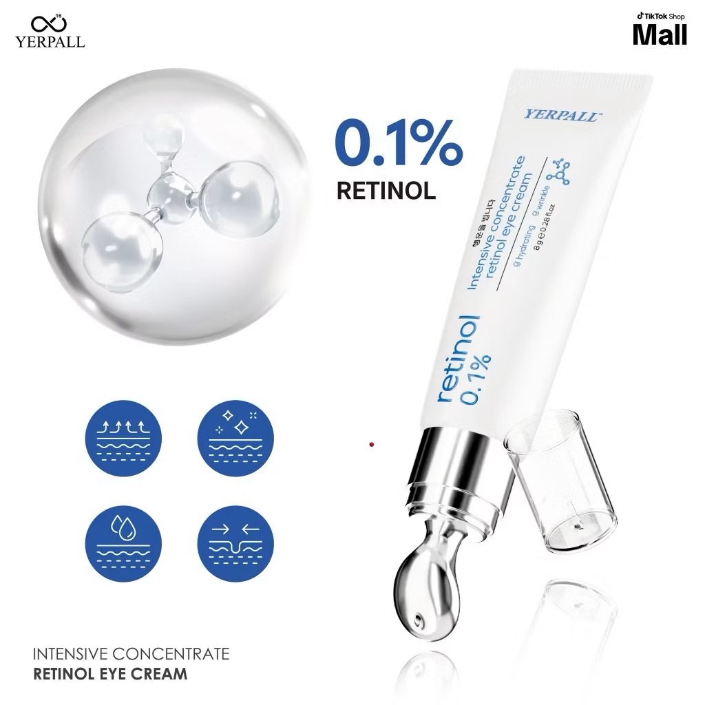 Yerpall Forest วิตามินใต้ตา อินเทนซีฟ คอนเซนเทรด เรตินอล อายครีม 8g 0.1% Retinol บำรุงใต้ตา ลดริ้วรอย ช่วยกักเก็บน้ำ สำหรับผิวใต้ตา