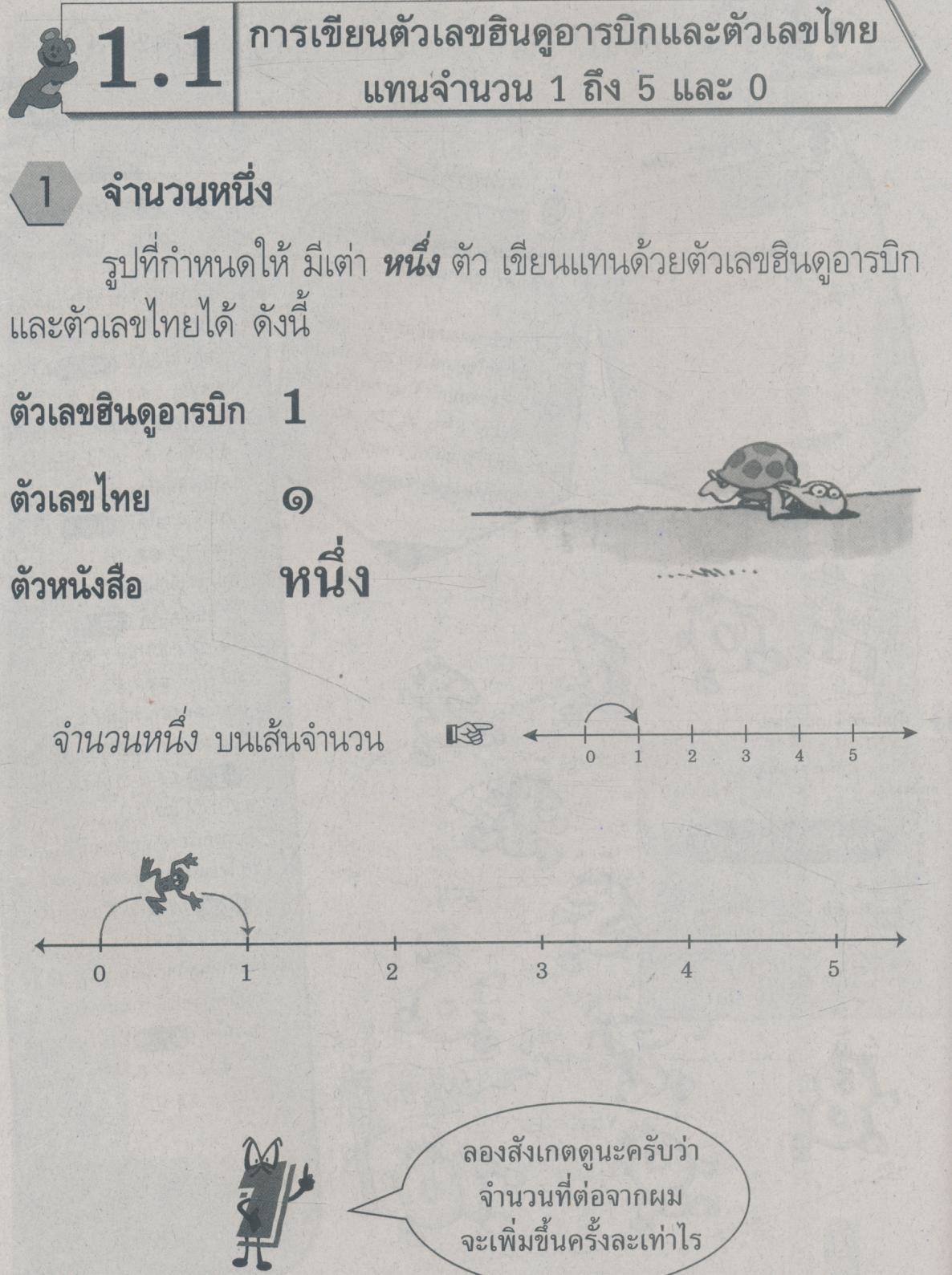 แม่บทมาตรฐาน คณิตศาสตร์ 1 ชั้นประถมศึกษาปีที่ 1