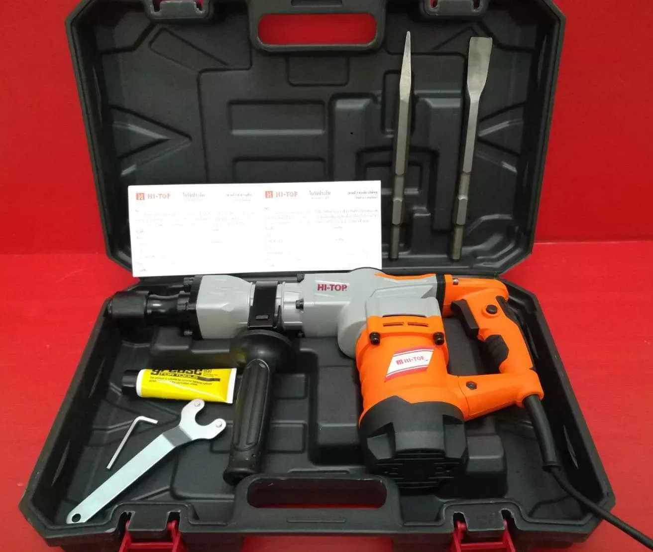 รหัสสินค้า 004 เครื่องสกัดปูนไฟฟ้า ขนาด 5กิโล แรงกระแทก 15J กำลัง 1200วัตต์ หัวดอก 17mm HI-TOP รุ่น DH-1010W(V2) (รับประกัน 6เดือน)