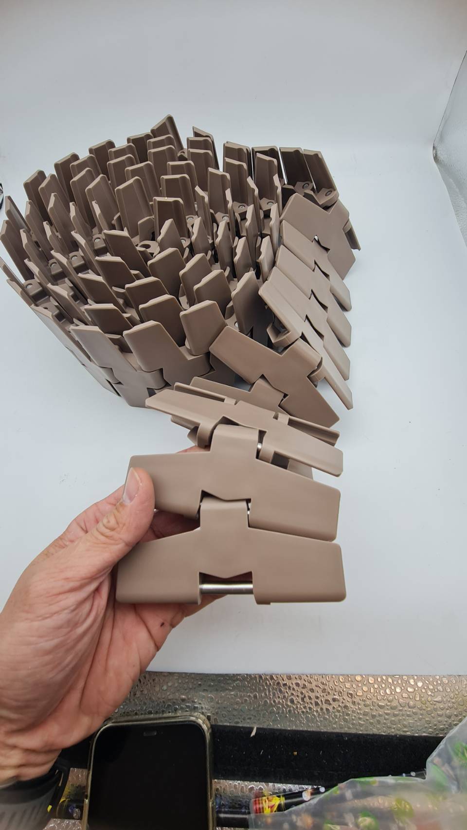 880-K450 BO TAB curve top chain ความกว้าง 114 มิลลิเมตร สายพานลำเลียงทางโค้ง แคบ R300มิลลิเมตร