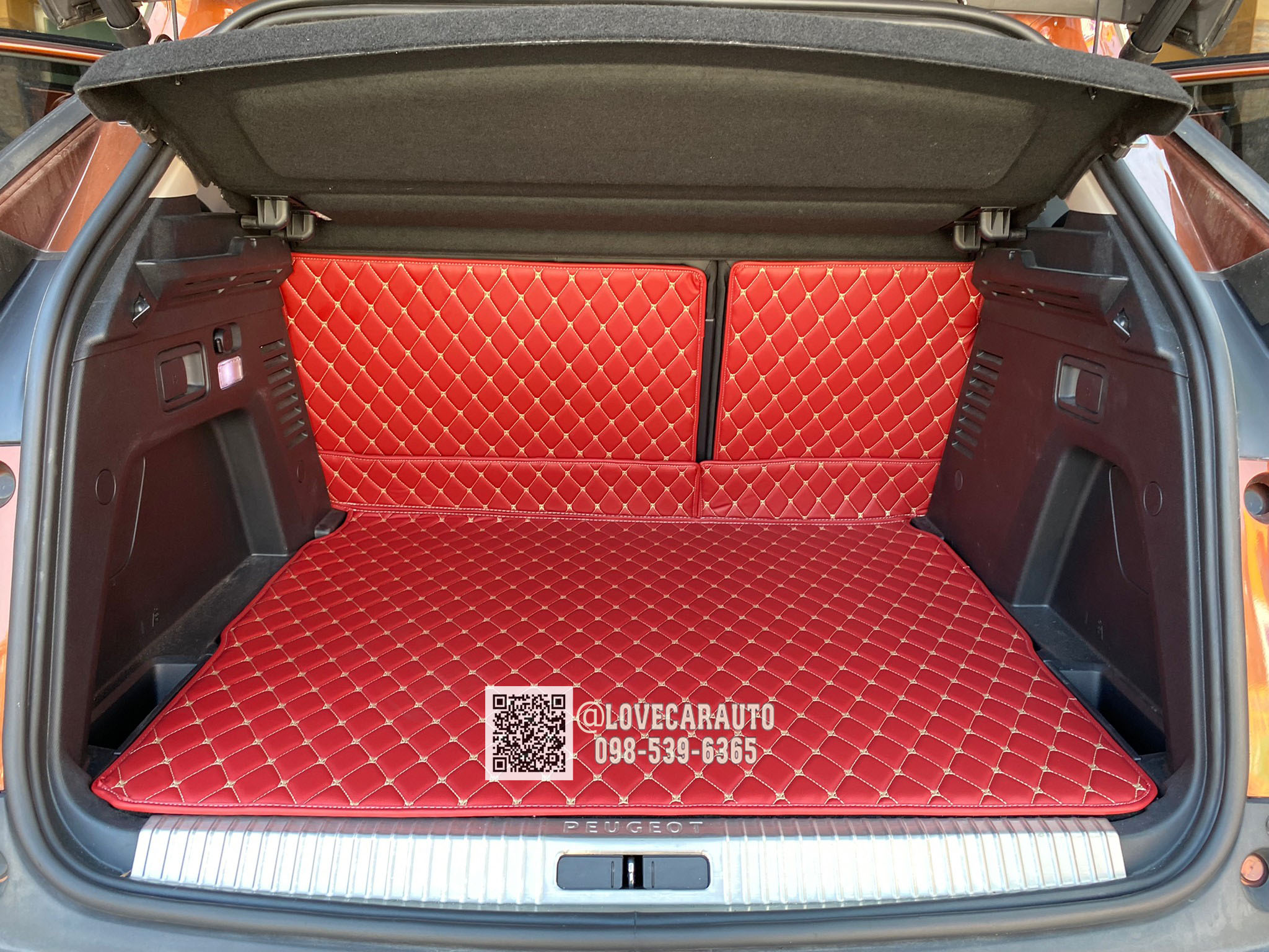 พรมปูพื้นรถยนต์ พรม6D Peugeot 3008 สีแดงไวน์