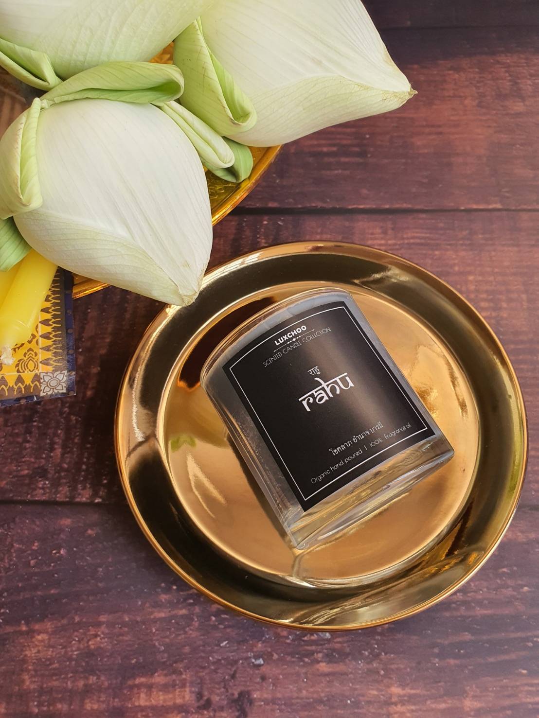 เทียนหอม สำหรับจุดบูชาพระพิฆเนศ / พระราหู เสริมศิริมงคล โชคลาภ ร่ำรวย ทำจากไขถั่วเหลืองต่างประเทศ 100%