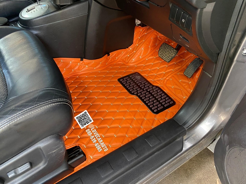 พรมปูพื้นรถยนต์ 6D Nissan x-trail 2012 พรมvvip สีส้มด้ายทอง + ท้าย