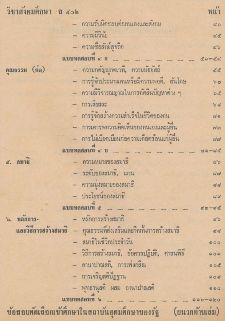 แบบฝึกหัด ส.๔๐๒ วิชาสังคมศึกษา มัธยมศึกษาตอนปลวย
