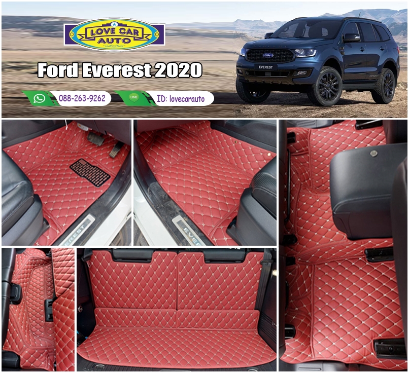พรมรถยนต์ 6D สีแดงไวน์ Ford Everest 2020