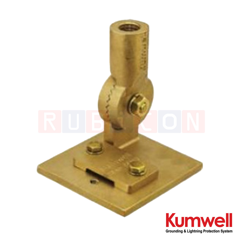 KUMWELL LDAS 34-254 ฐานหัวล่อฟ้าทองแดงปรับมุม (Adjustable Saddle for Tape) Thread Size 3/4", Tape Size 25x4 mm