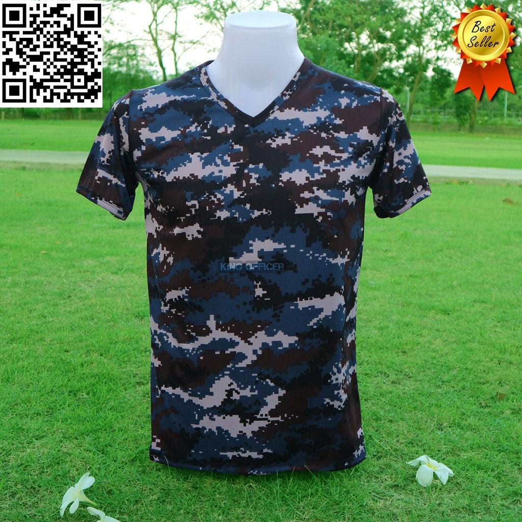 เสื้อยืด ทหารอากาศ ลายพรางติจิตอล คอวี ผ้าไมโครเกรดA (ชำระปลายทางได้)