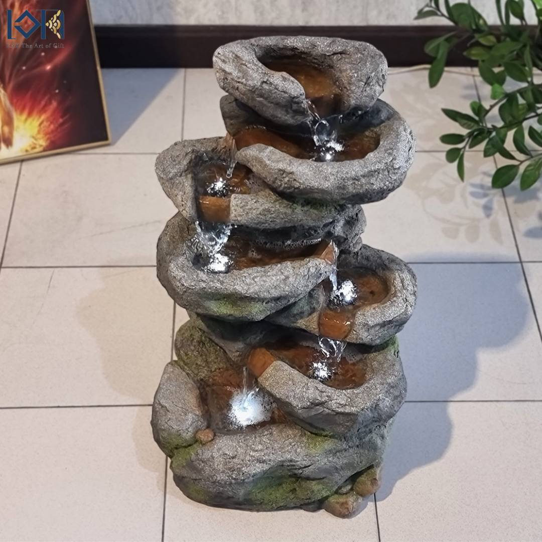 น้ำล้นตั้งพื้น รุ่นหิน7ชั้นฮวงจุ้ย2575 เสริมฮวงจุ้ยแต่งบ้านจัดสวน ของขวัญขึ้นบ้านใหม่ เปิดร้าน